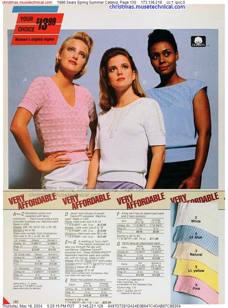 1986 Sears Spring Summer Catalog, Page 130