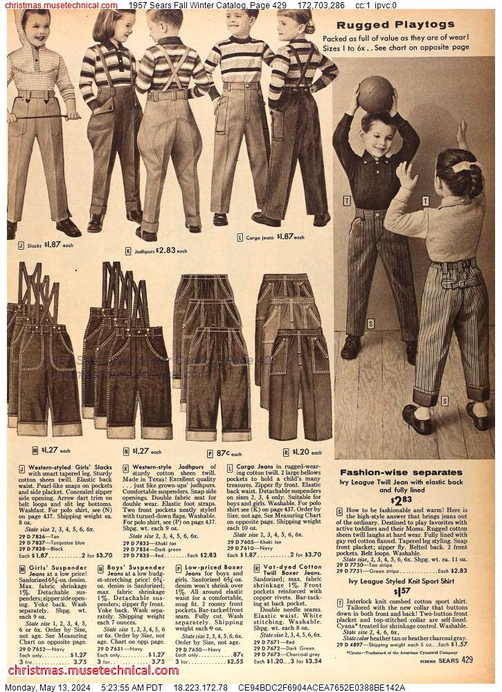 1957 Sears Fall Winter Catalog, Page 429