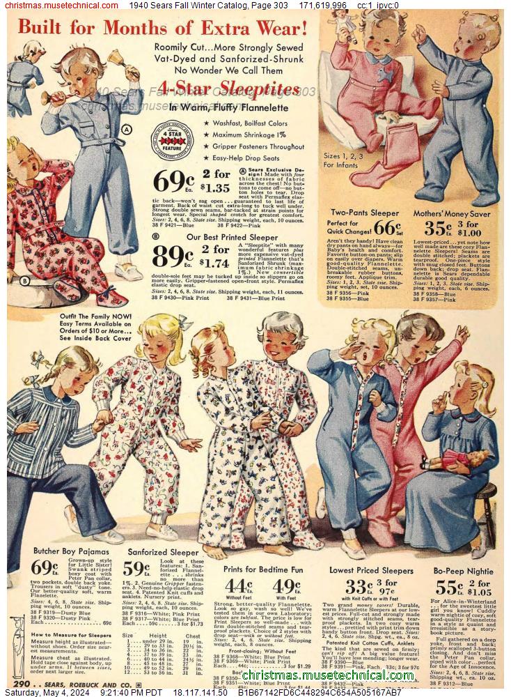 1940 Sears Fall Winter Catalog, Page 303