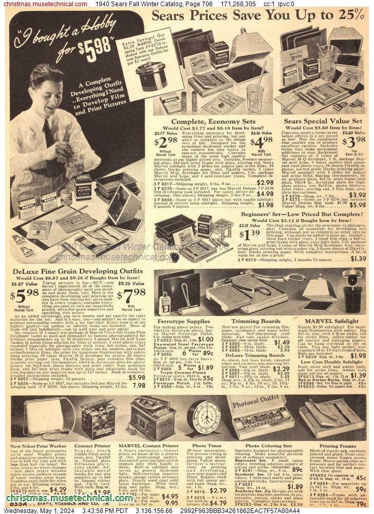 1940 Sears Fall Winter Catalog, Page 706