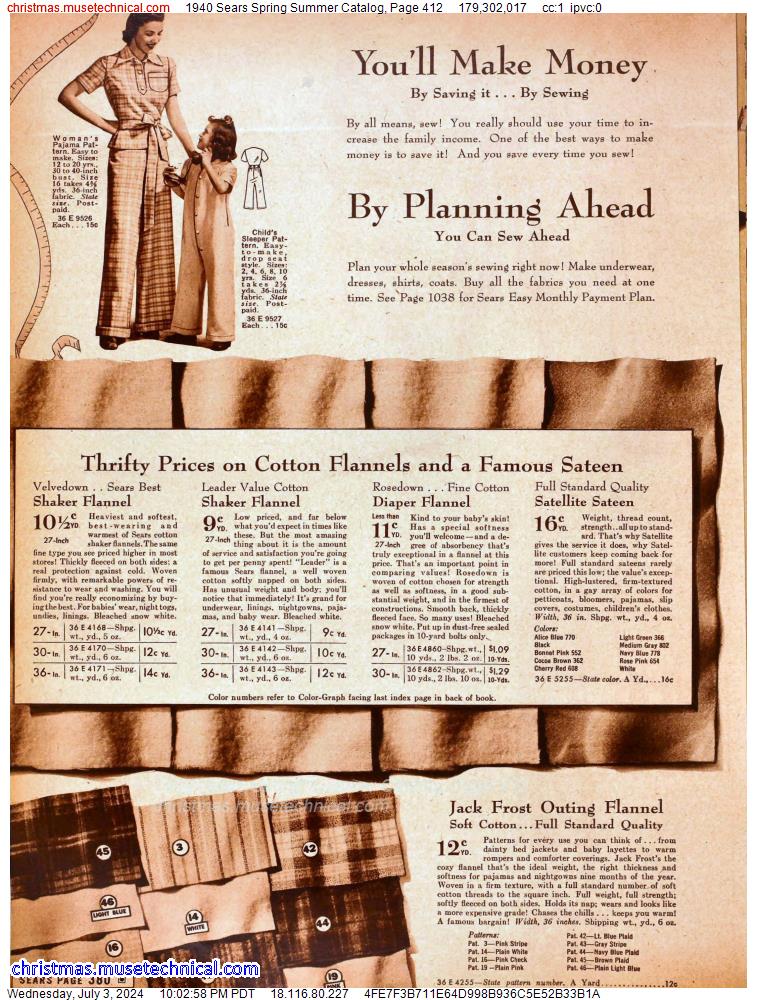 1940 Sears Spring Summer Catalog, Page 412