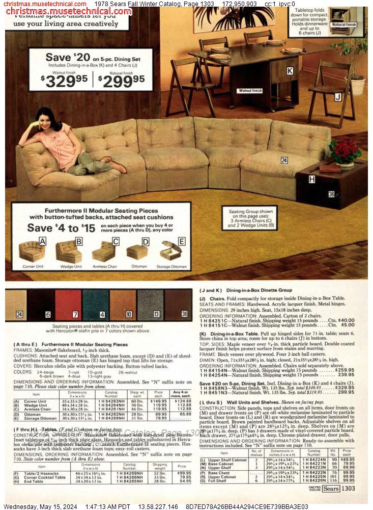 1978 Sears Fall Winter Catalog, Page 1303
