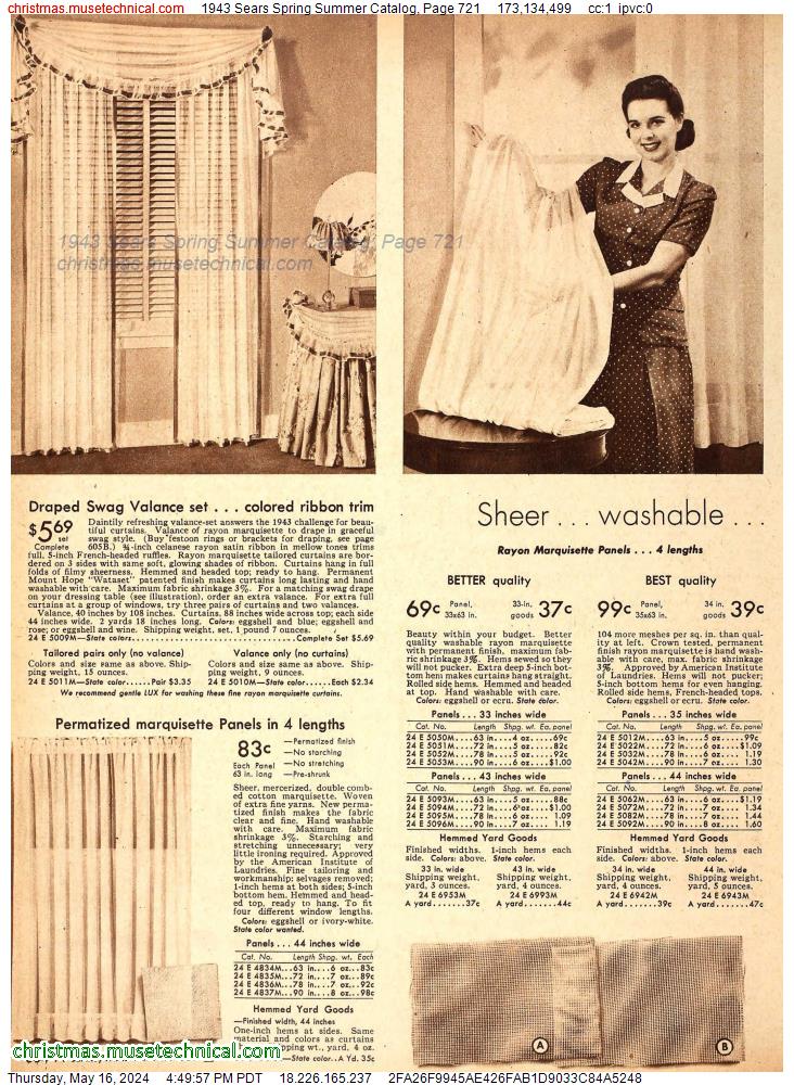 1943 Sears Spring Summer Catalog, Page 721