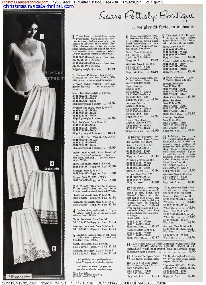 1966 Sears Fall Winter Catalog, Page 430