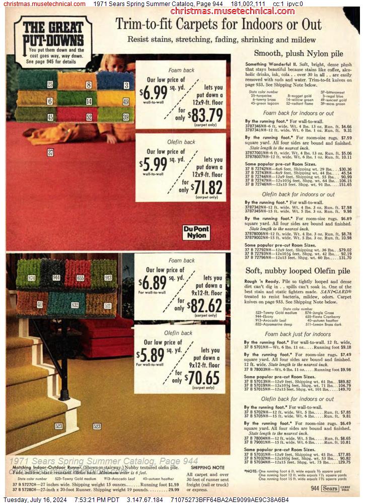 1971 Sears Spring Summer Catalog, Page 944