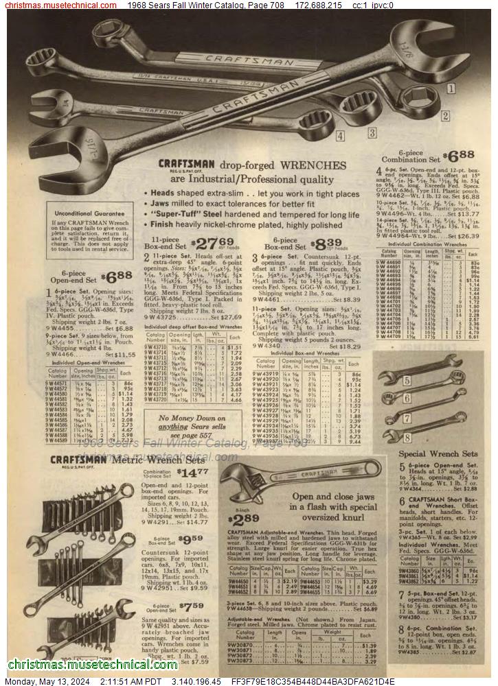 1968 Sears Fall Winter Catalog, Page 708