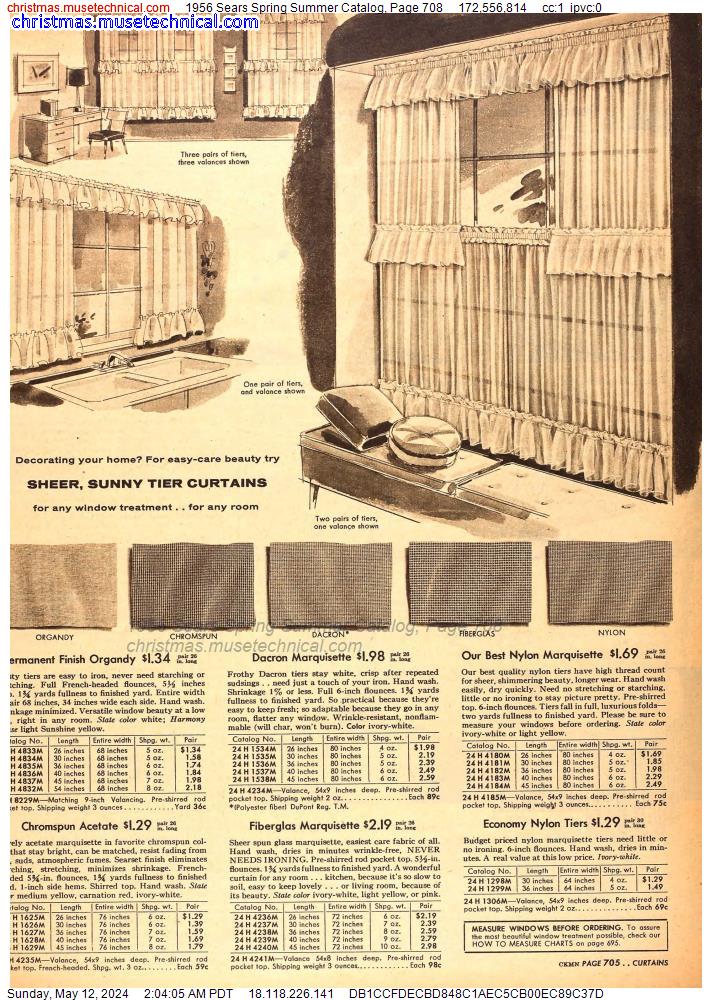 1956 Sears Spring Summer Catalog, Page 708