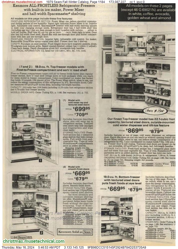 1979 Sears Fall Winter Catalog, Page 1184