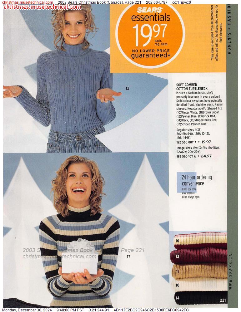 2003 Sears Christmas Book (Canada), Page 221