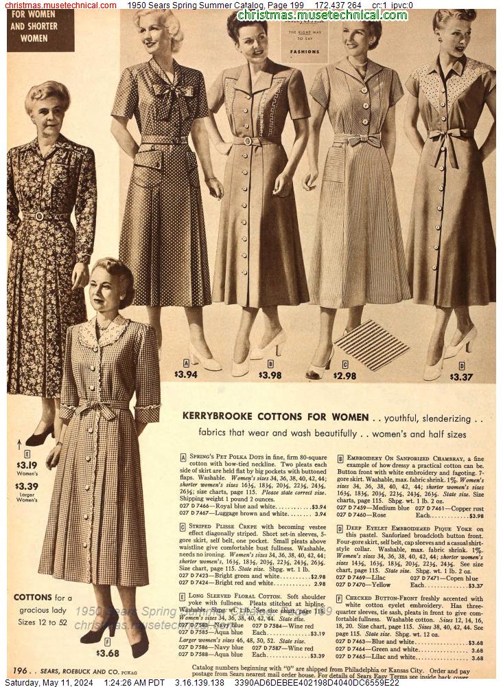 1950 Sears Spring Summer Catalog, Page 199