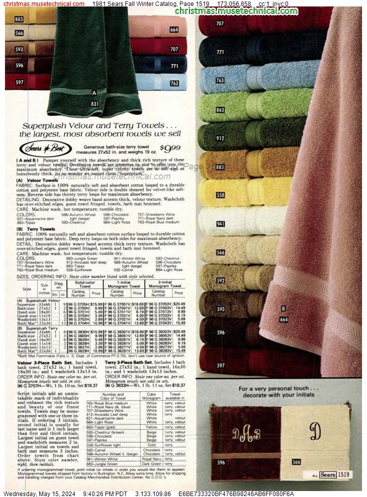 1981 Sears Fall Winter Catalog, Page 1519