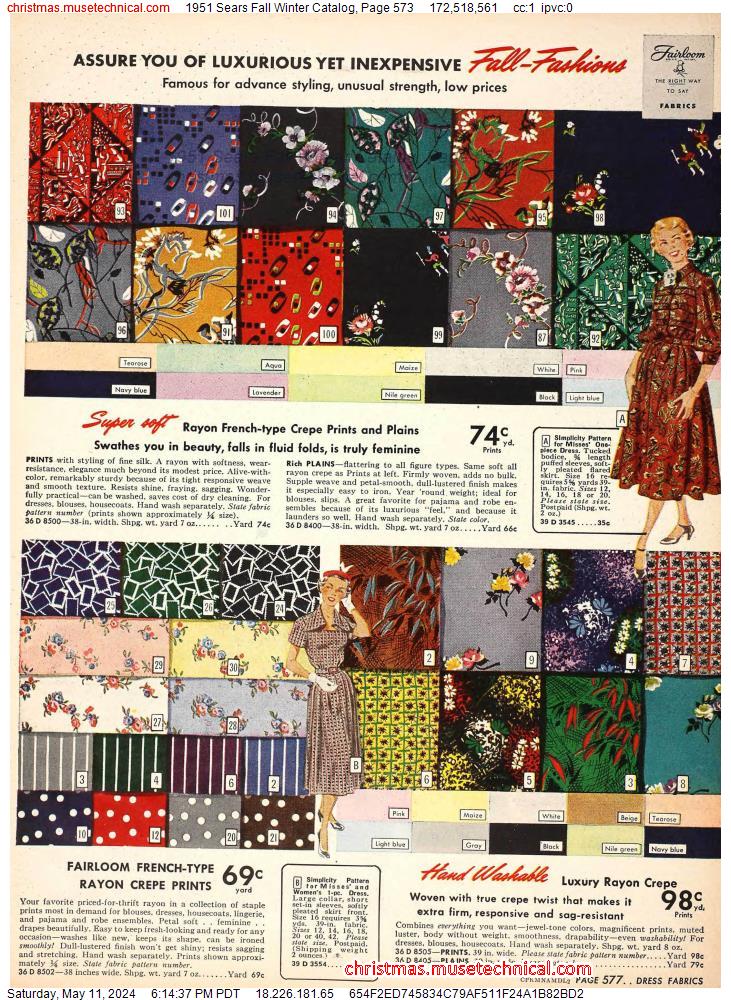 1951 Sears Fall Winter Catalog, Page 573