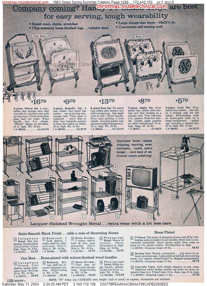 1963 Sears Spring Summer Catalog, Page 1289