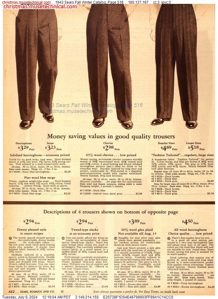 1943 Sears Fall Winter Catalog, Page 516