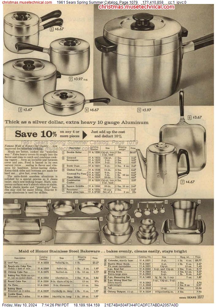 1961 Sears Spring Summer Catalog, Page 1079