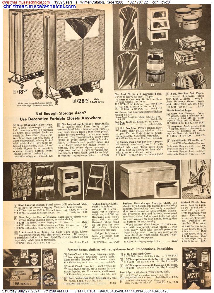 1959 Sears Fall Winter Catalog, Page 1200
