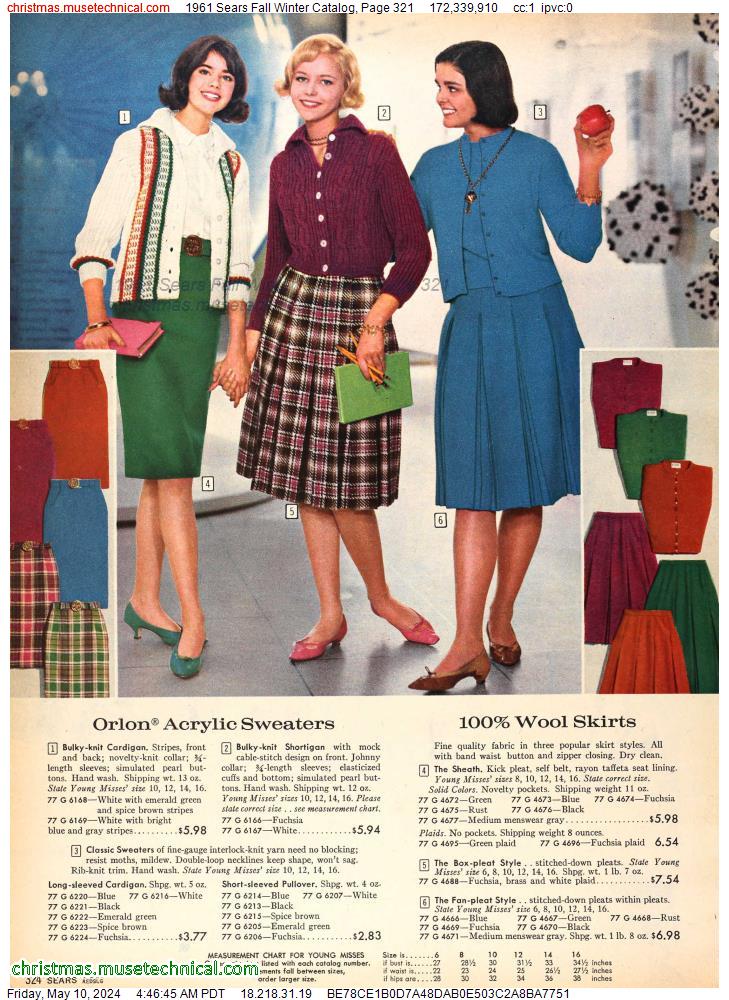 1961 Sears Fall Winter Catalog, Page 321
