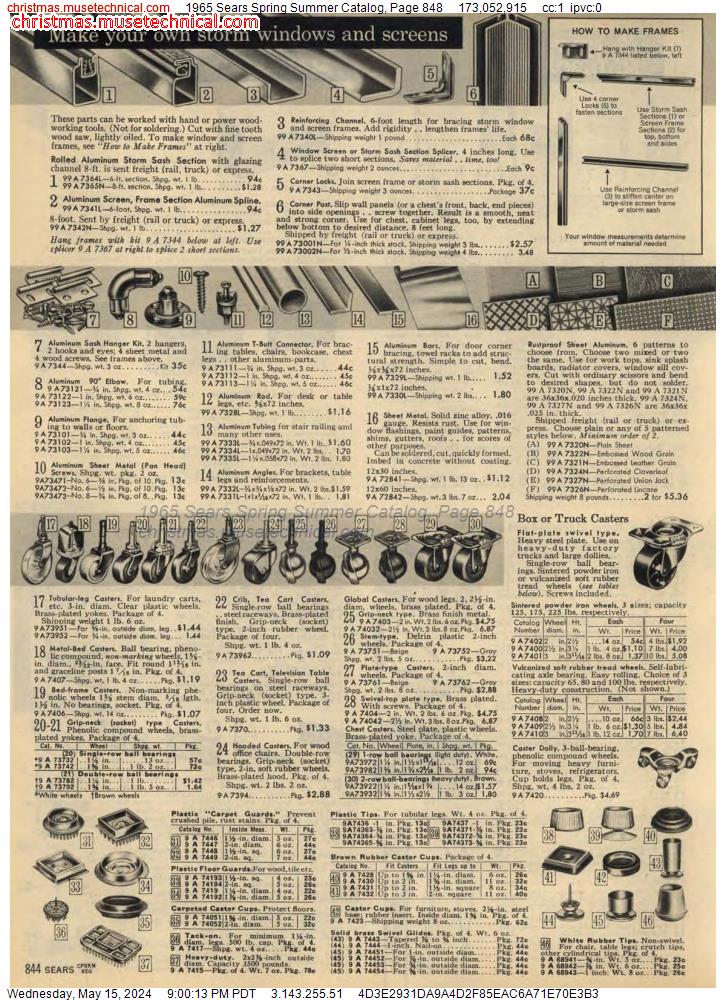 1965 Sears Spring Summer Catalog, Page 848