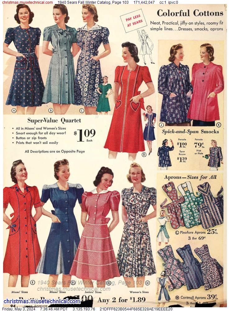 1940 Sears Fall Winter Catalog, Page 103
