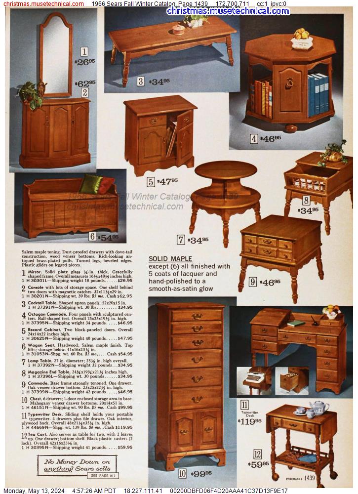 1966 Sears Fall Winter Catalog, Page 1439