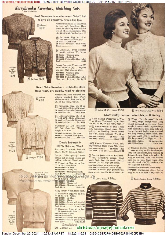 1955 Sears Fall Winter Catalog, Page 20