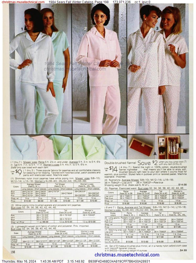 1984 Sears Fall Winter Catalog, Page 198