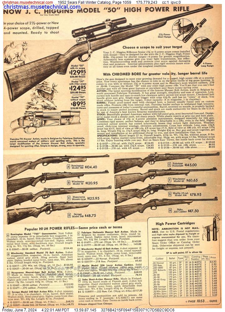 1952 Sears Fall Winter Catalog, Page 1059
