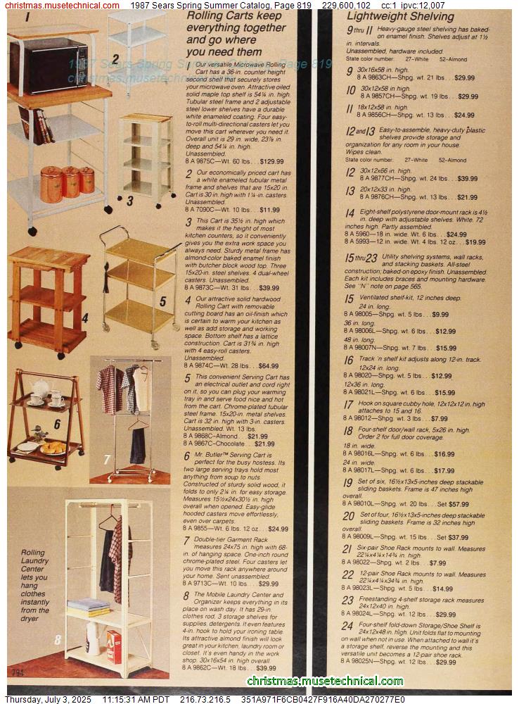 1987 Sears Spring Summer Catalog, Page 819