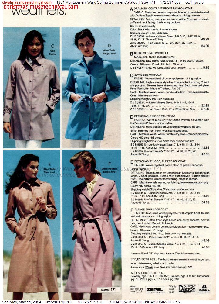 1981 Montgomery Ward Spring Summer Catalog, Page 171