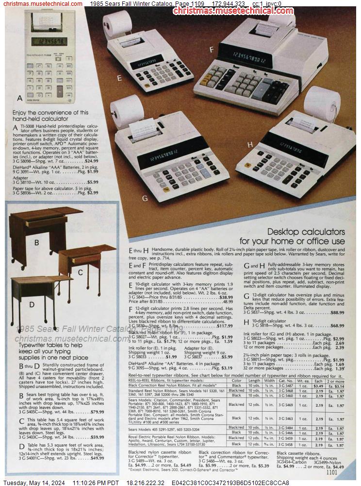1985 Sears Fall Winter Catalog, Page 1109