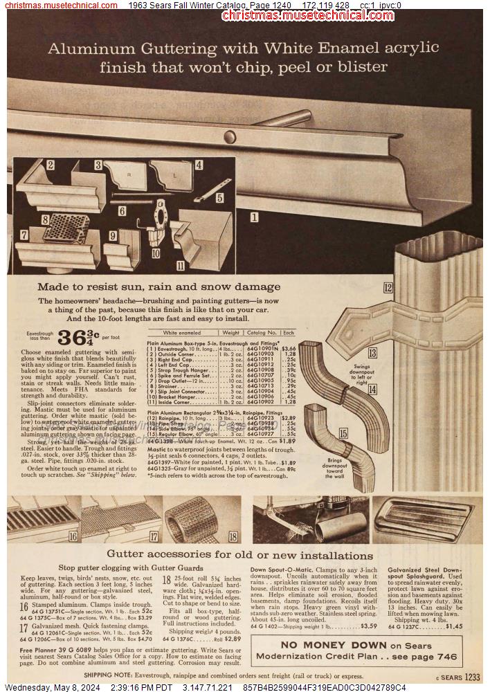 1963 Sears Fall Winter Catalog, Page 1240
