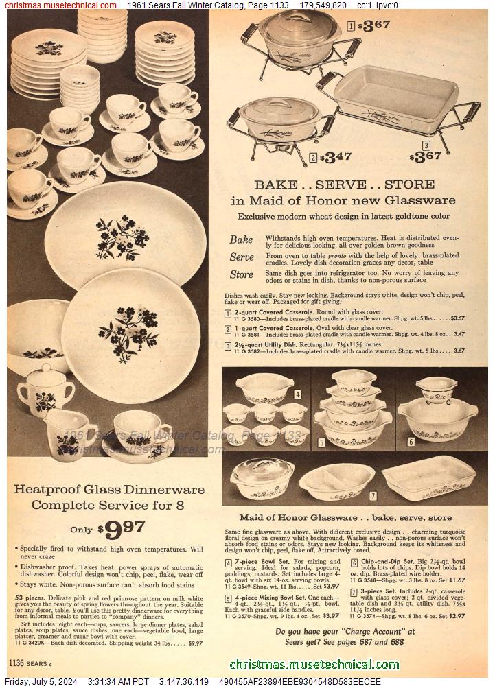 1961 Sears Fall Winter Catalog, Page 1133