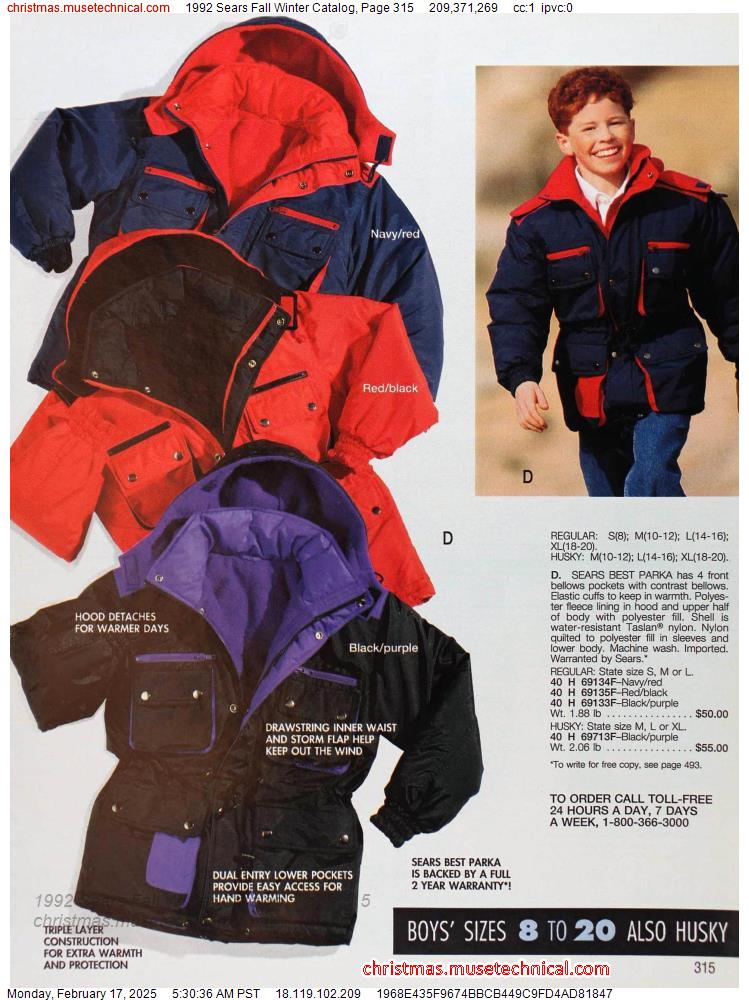 1992 Sears Fall Winter Catalog, Page 315