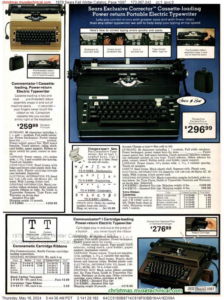 1978 Sears Fall Winter Catalog, Page 1097