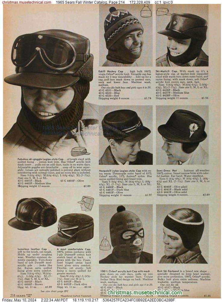 1965 Sears Fall Winter Catalog, Page 214