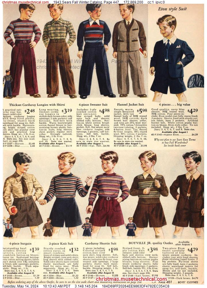 1943 Sears Fall Winter Catalog, Page 447