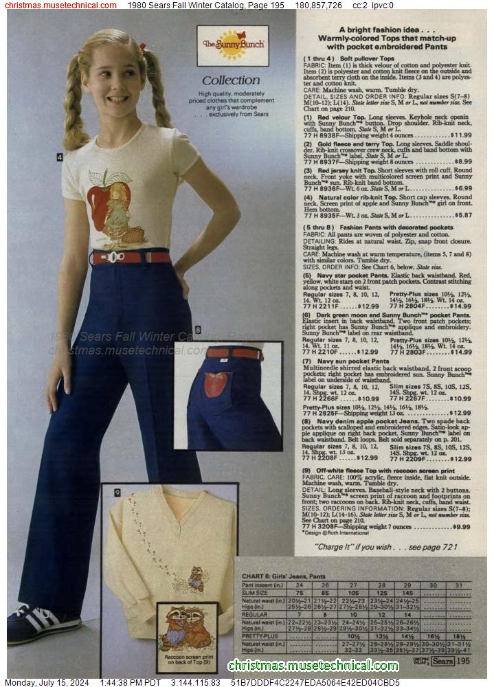 1980 Sears Fall Winter Catalog, Page 195