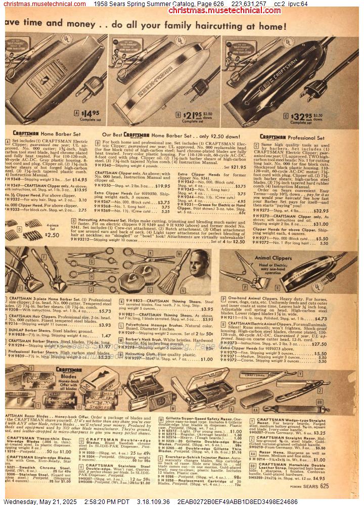 1958 Sears Spring Summer Catalog, Page 626