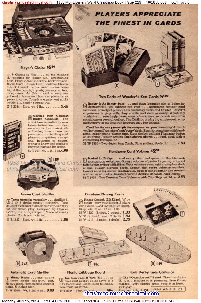 1958 Montgomery Ward Christmas Book, Page 229