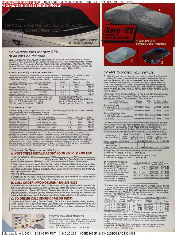 1986 Sears Fall Winter Catalog, Page 704
