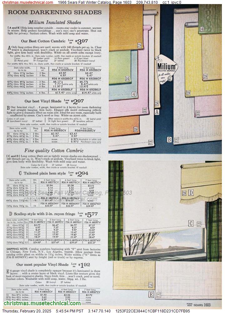 1966 Sears Fall Winter Catalog, Page 1603