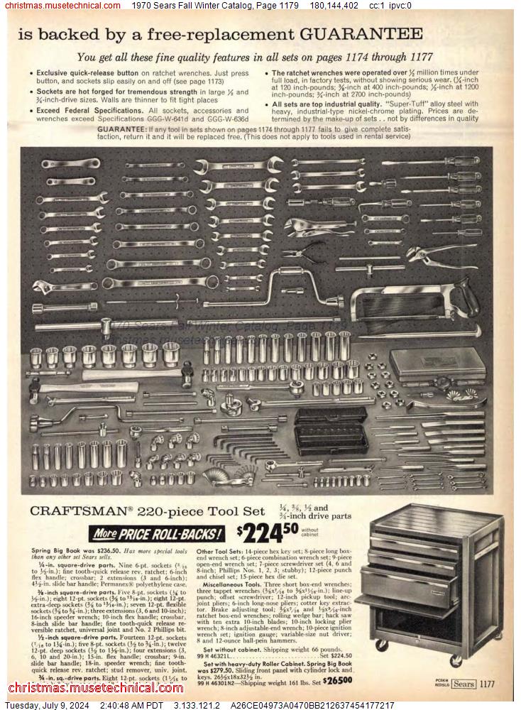 1970 Sears Fall Winter Catalog, Page 1179