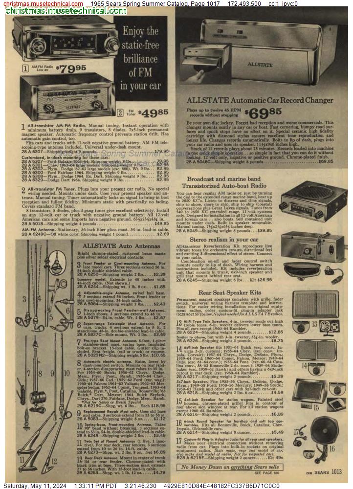 1965 Sears Spring Summer Catalog, Page 1017