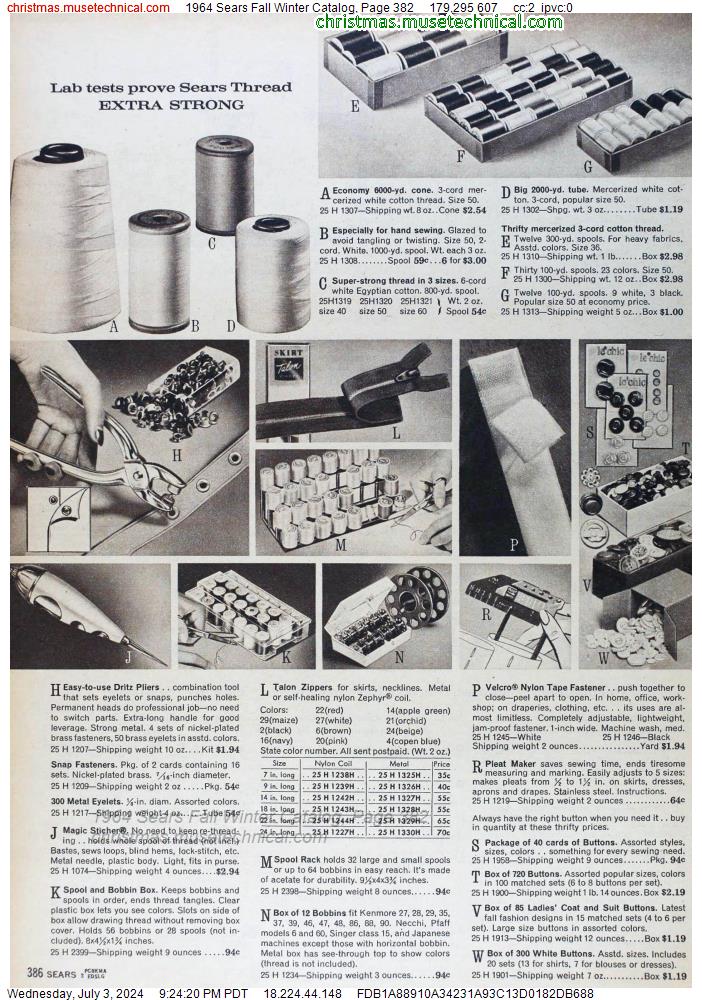 1964 Sears Fall Winter Catalog, Page 382