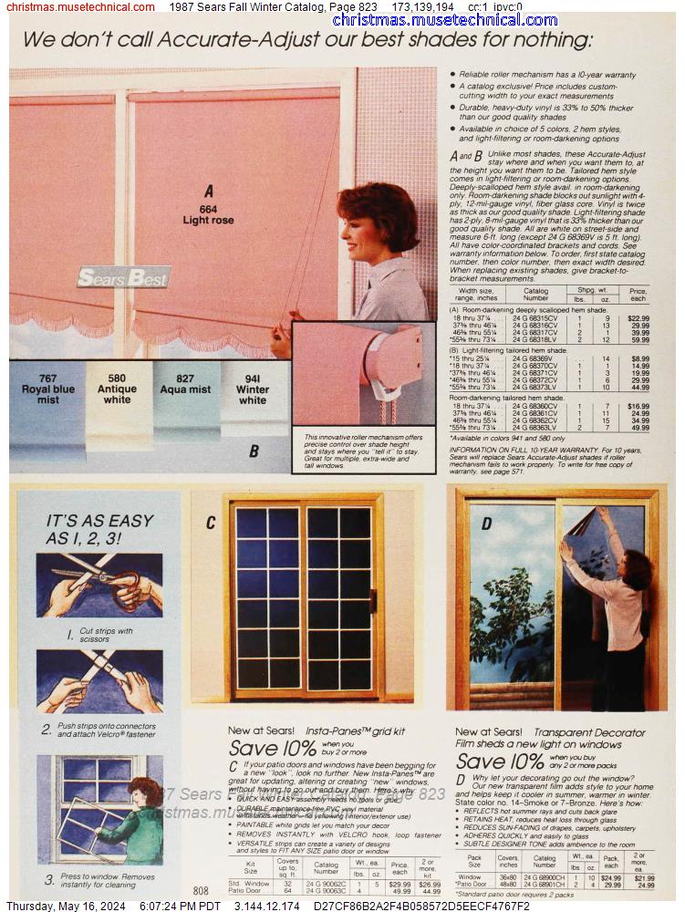 1987 Sears Fall Winter Catalog, Page 823