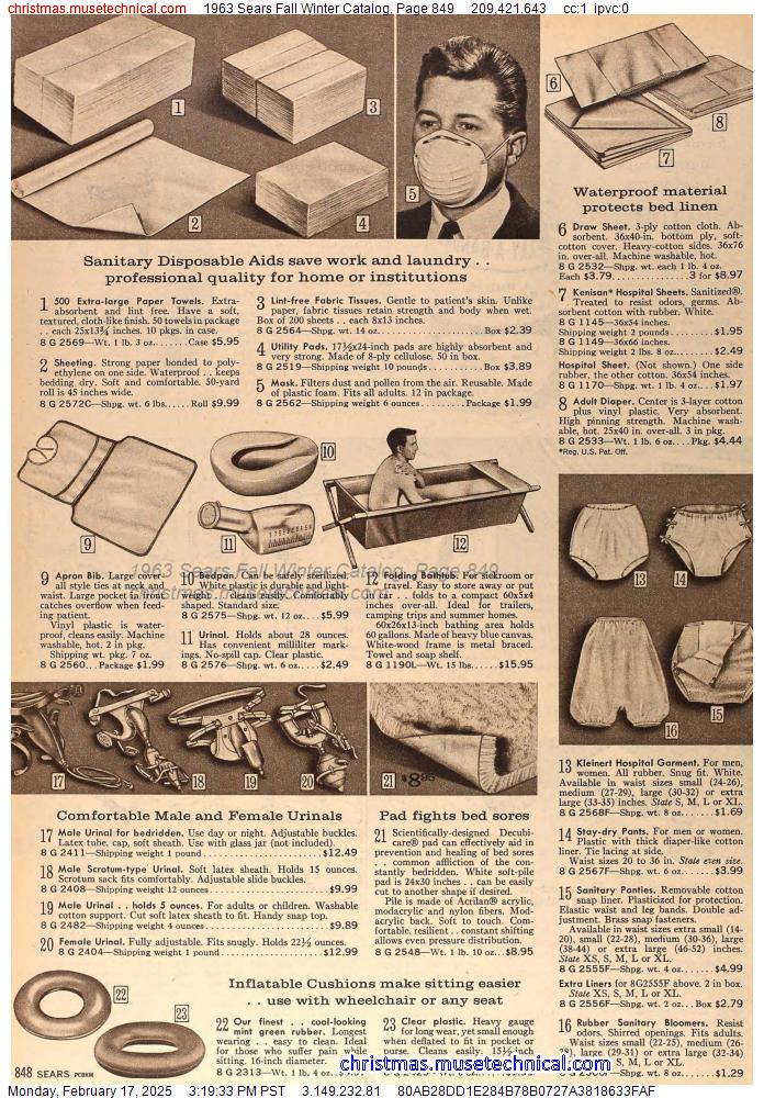 1963 Sears Fall Winter Catalog, Page 849