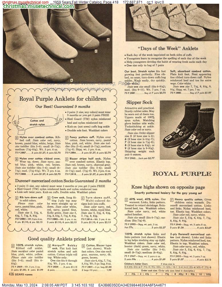 1959 Sears Fall Winter Catalog, Page 418