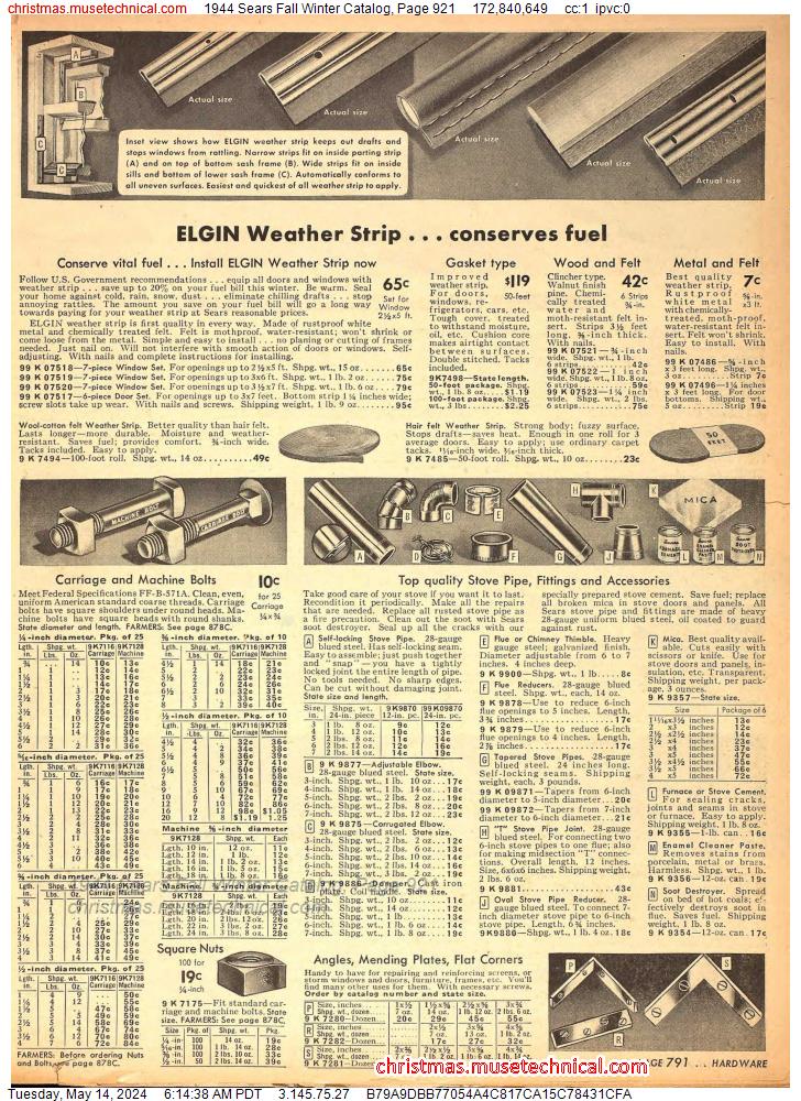 1944 Sears Fall Winter Catalog, Page 921