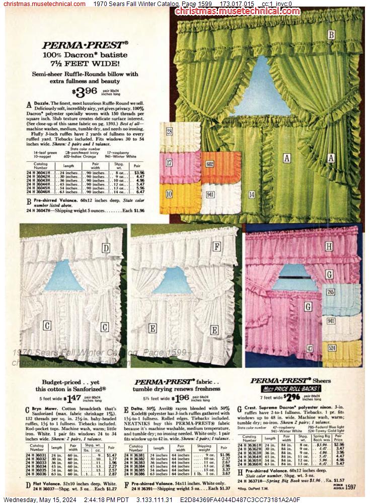 1970 Sears Fall Winter Catalog, Page 1599