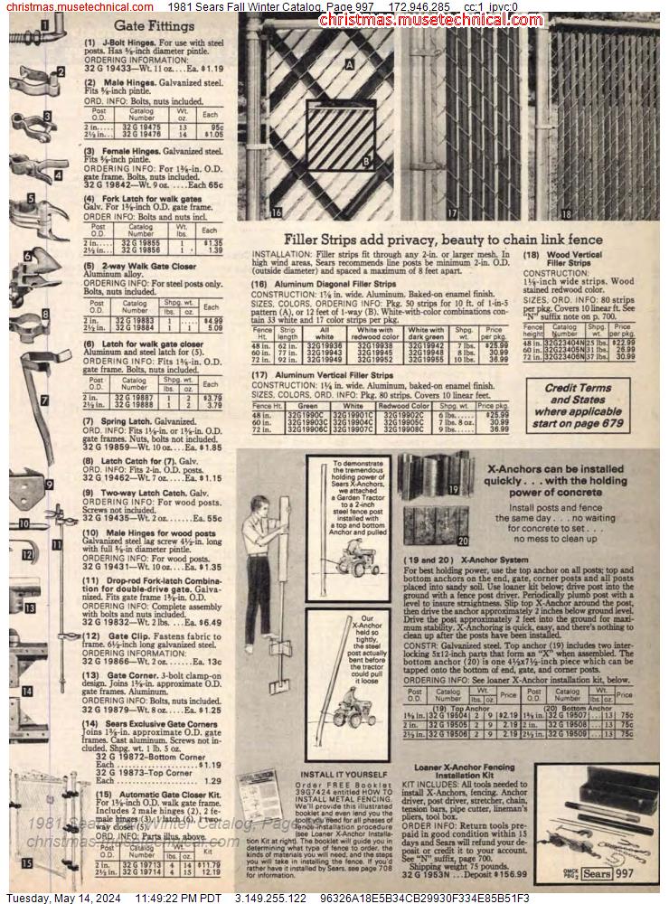 1981 Sears Fall Winter Catalog, Page 997